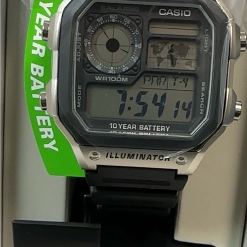 Casio Digital Illuminator Watch in Black and Silver